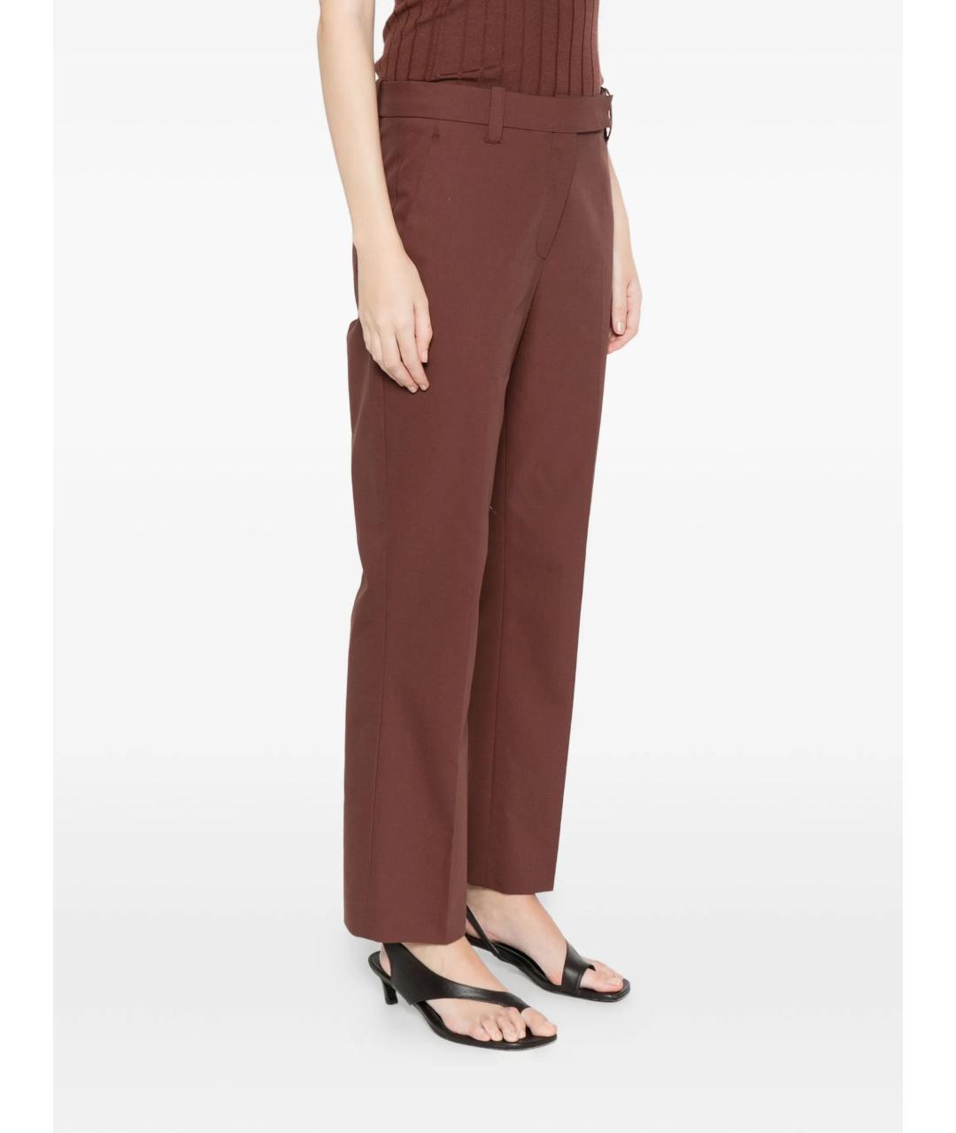 BRUNELLO CUCINELLI Коричневые хлопковые прямые брюки, фото 4