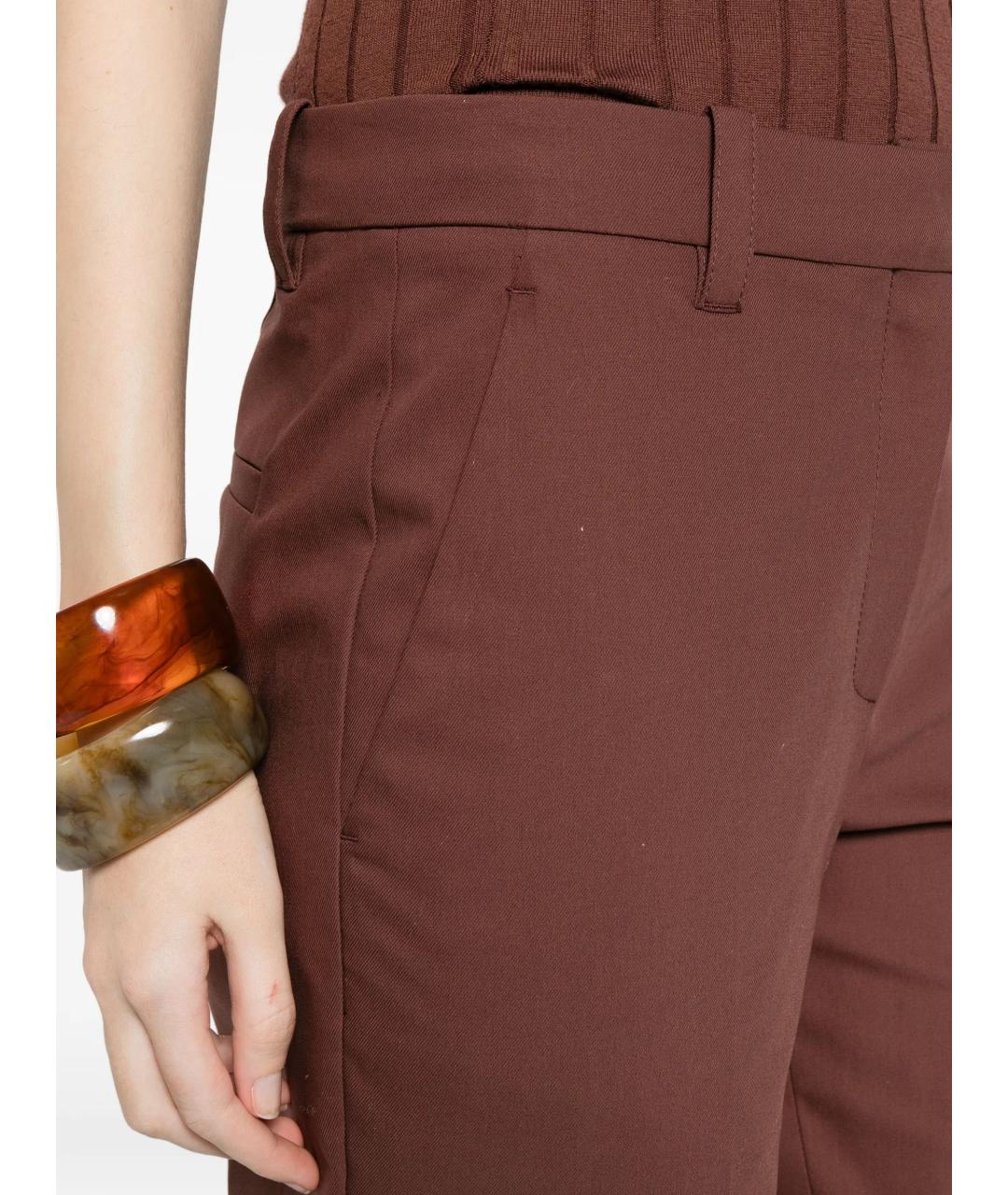 BRUNELLO CUCINELLI Коричневые хлопковые прямые брюки, фото 3