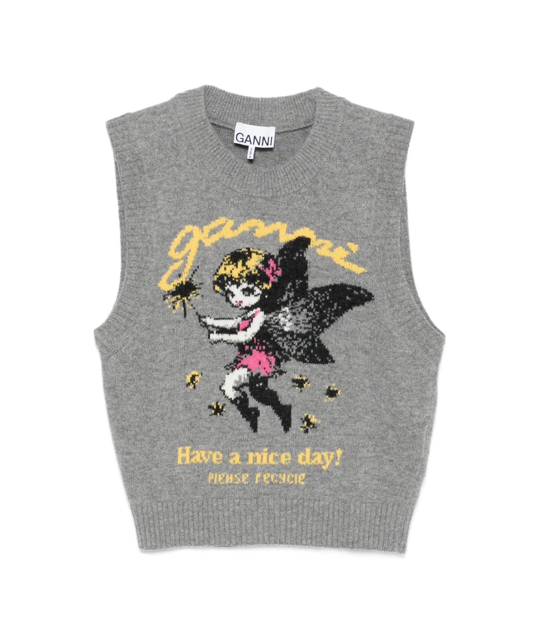 GANNI Серый шерстяной жилет, фото 1