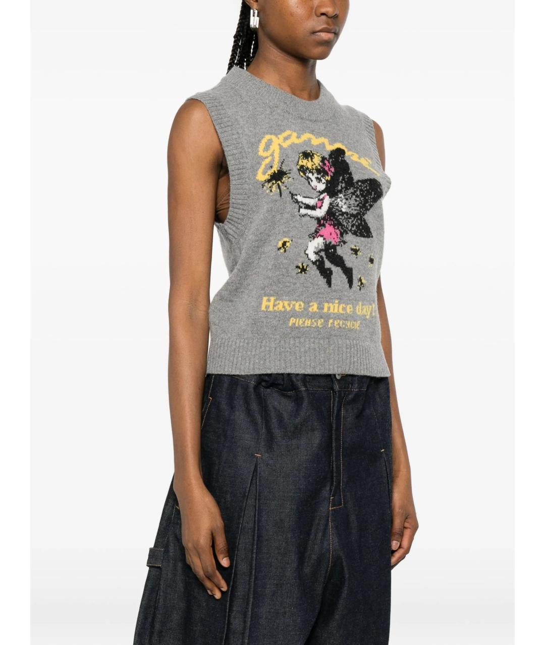 GANNI Серый шерстяной жилет, фото 3