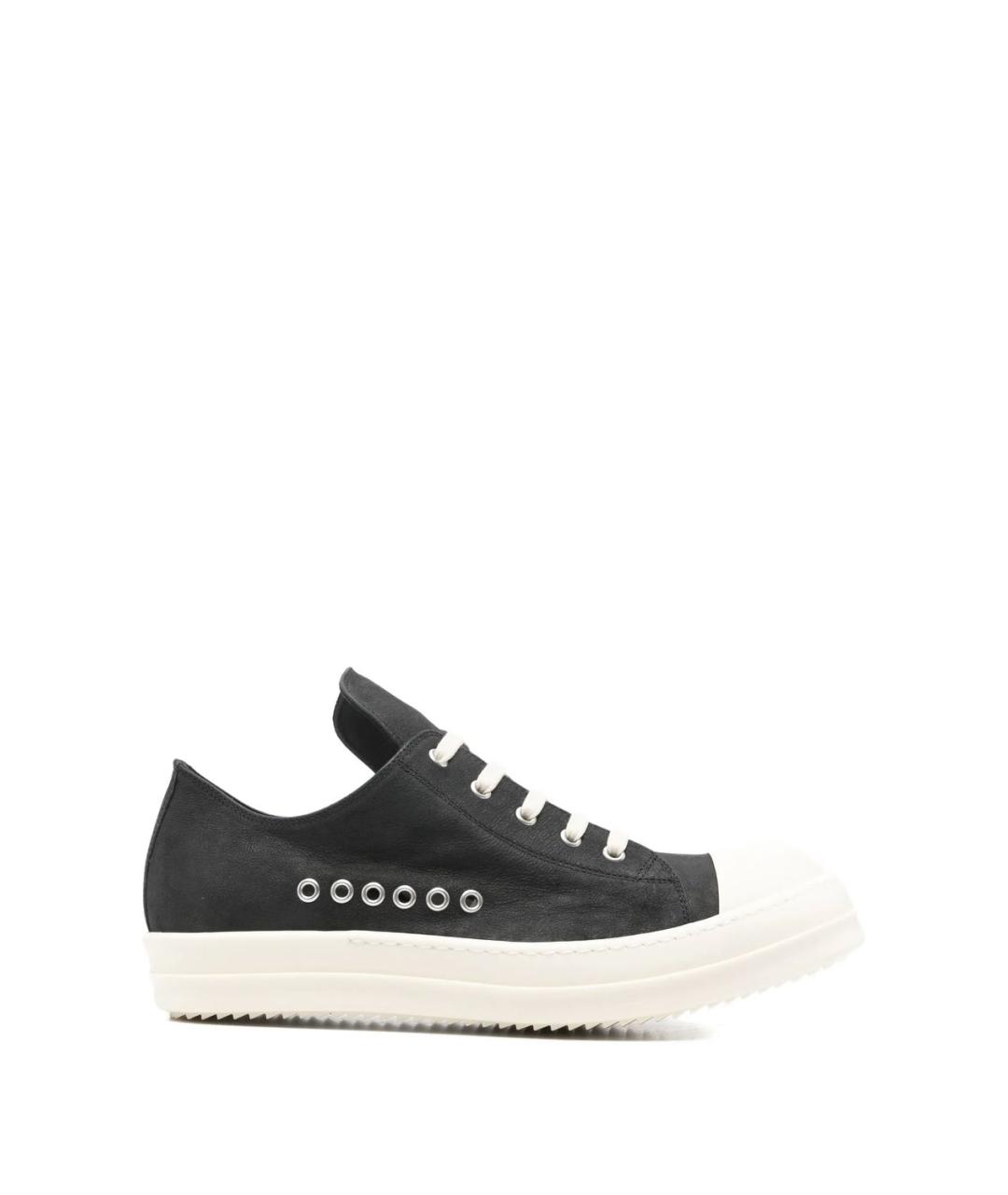RICK OWENS Черные кожаные низкие кроссовки / кеды, фото 1