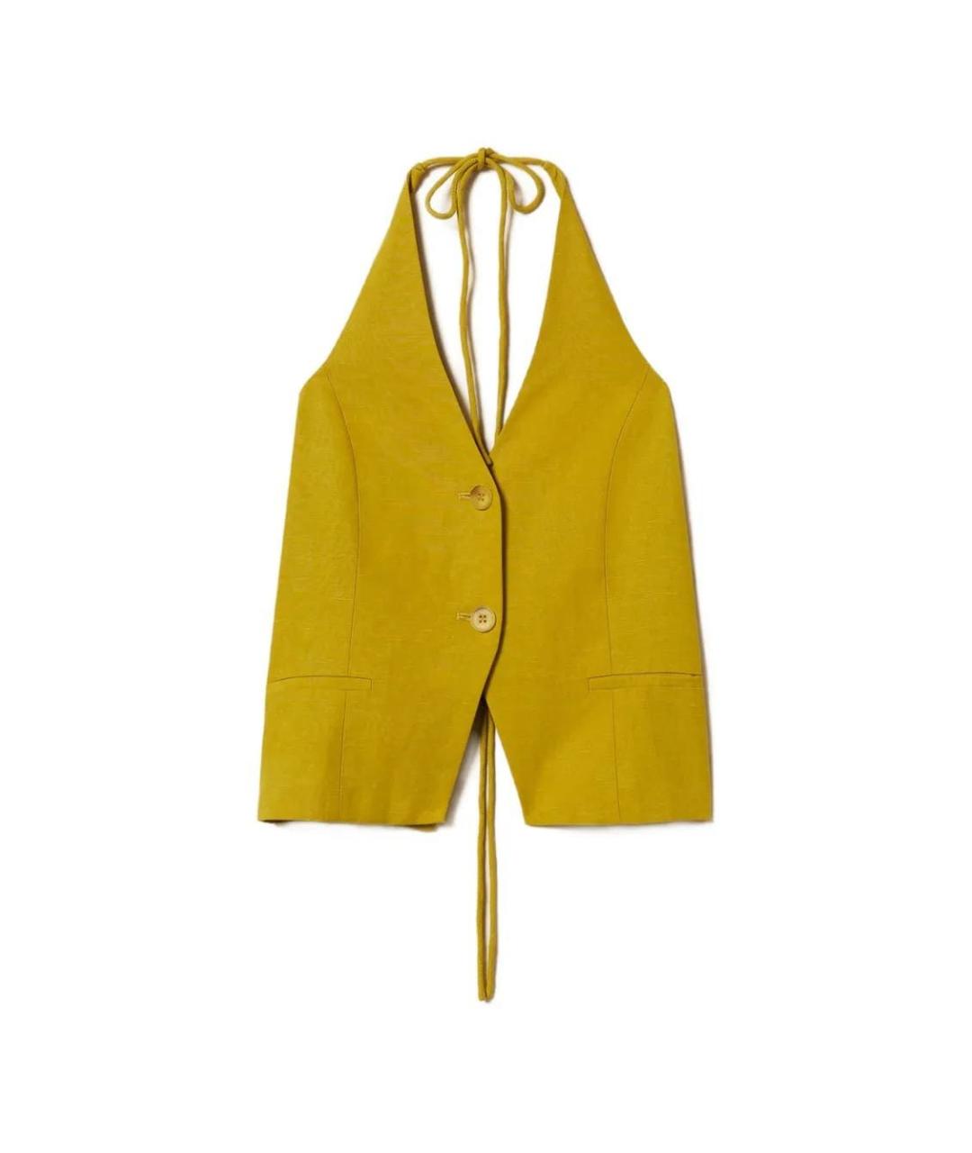 TWIN-SET Желтая льняная жилетка, фото 1