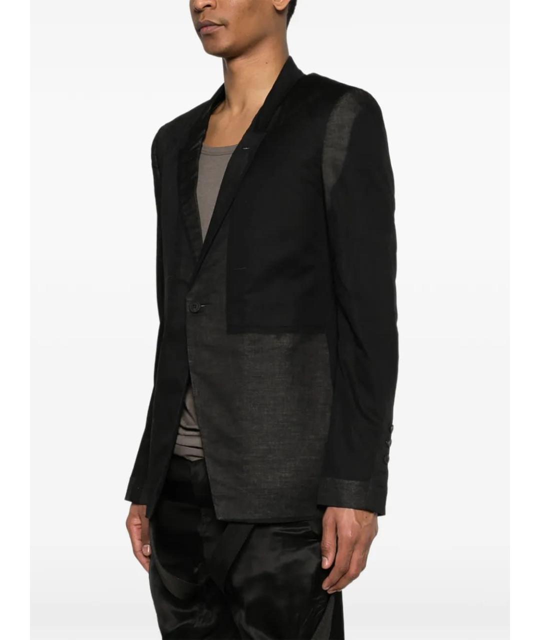 RICK OWENS Черный хлопковый пиджак, фото 2