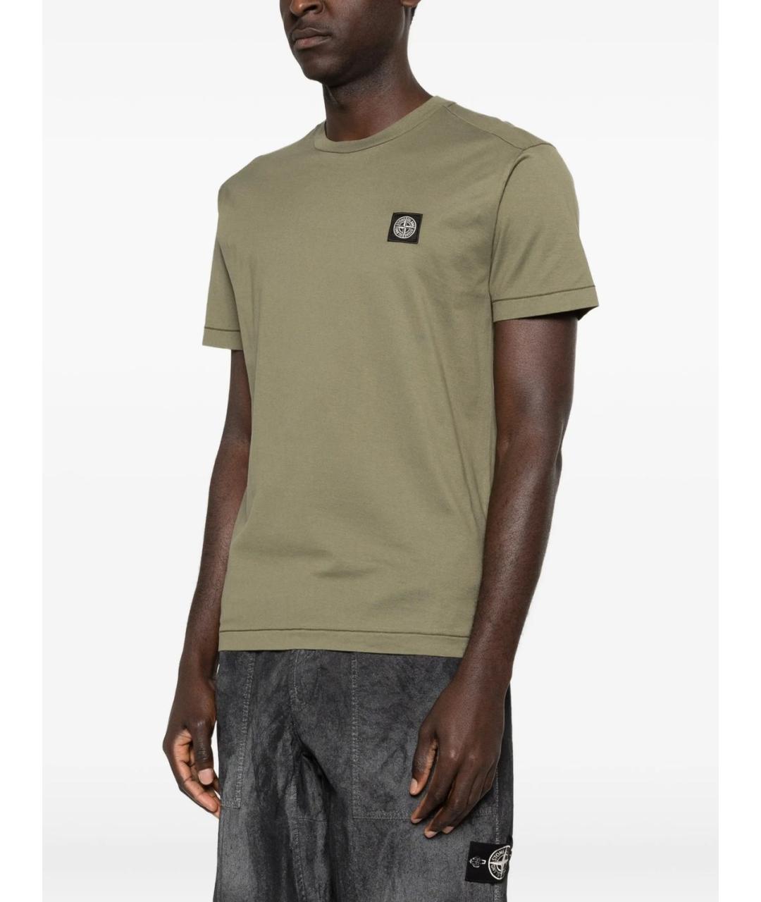 STONE ISLAND Зеленая хлопковая футболка, фото 2