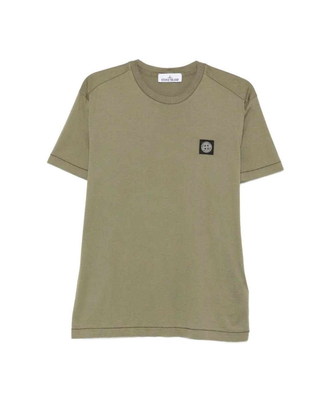 STONE ISLAND Зеленая хлопковая футболка, фото 1