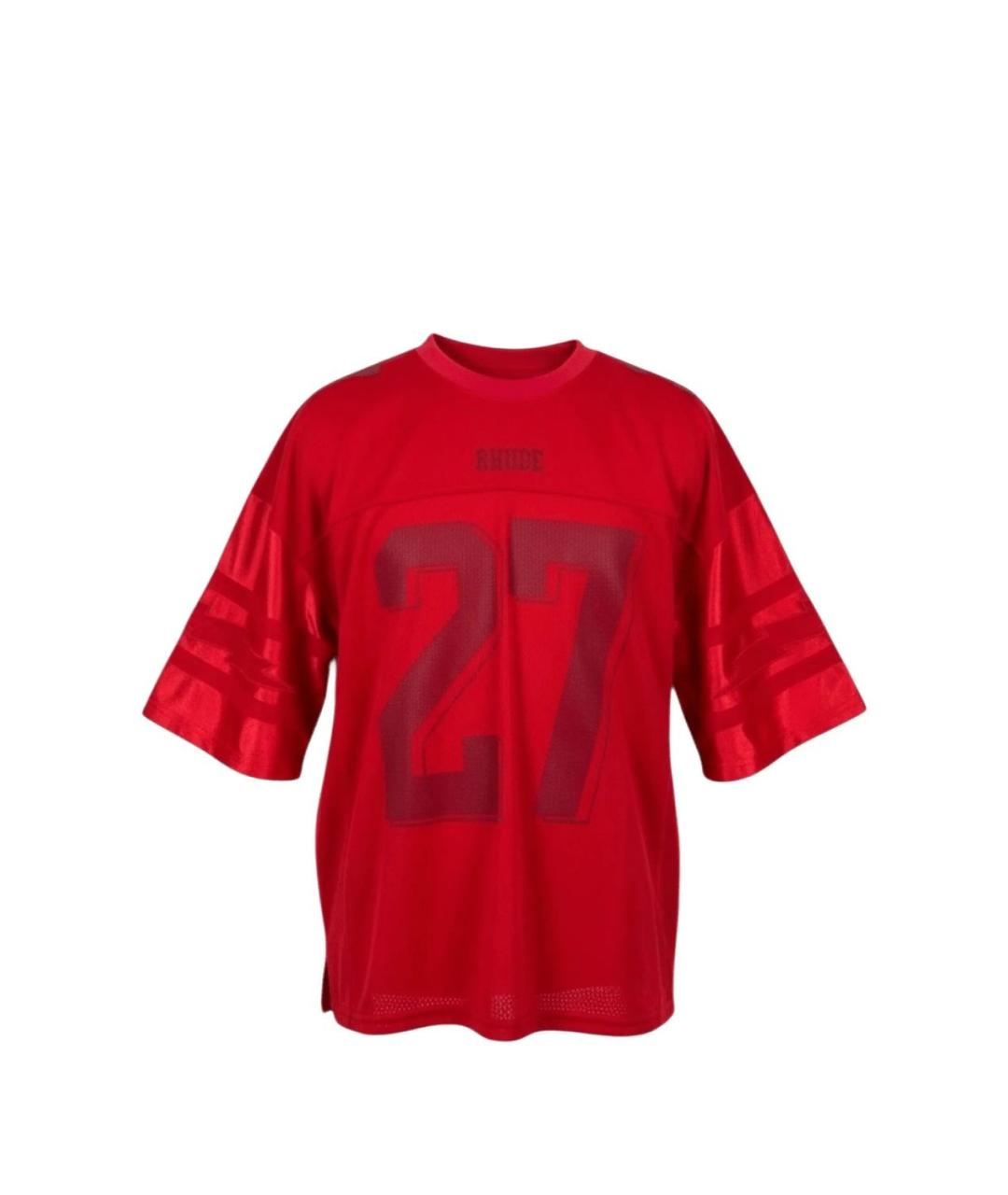 RHUDE Красная вискозная футболка, фото 1