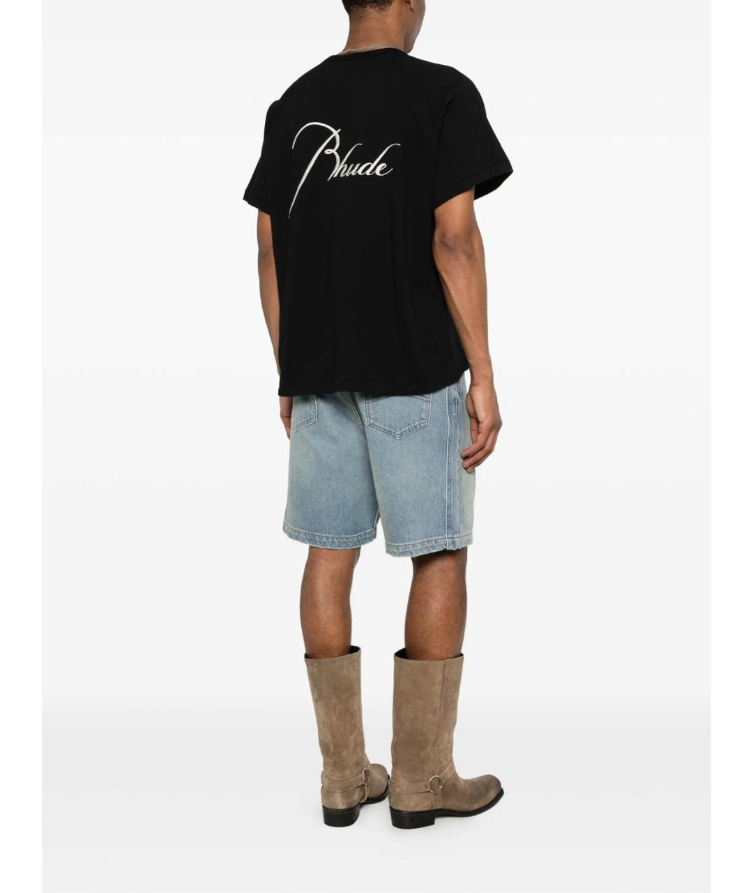 RHUDE Черная хлопковая футболка, фото 2