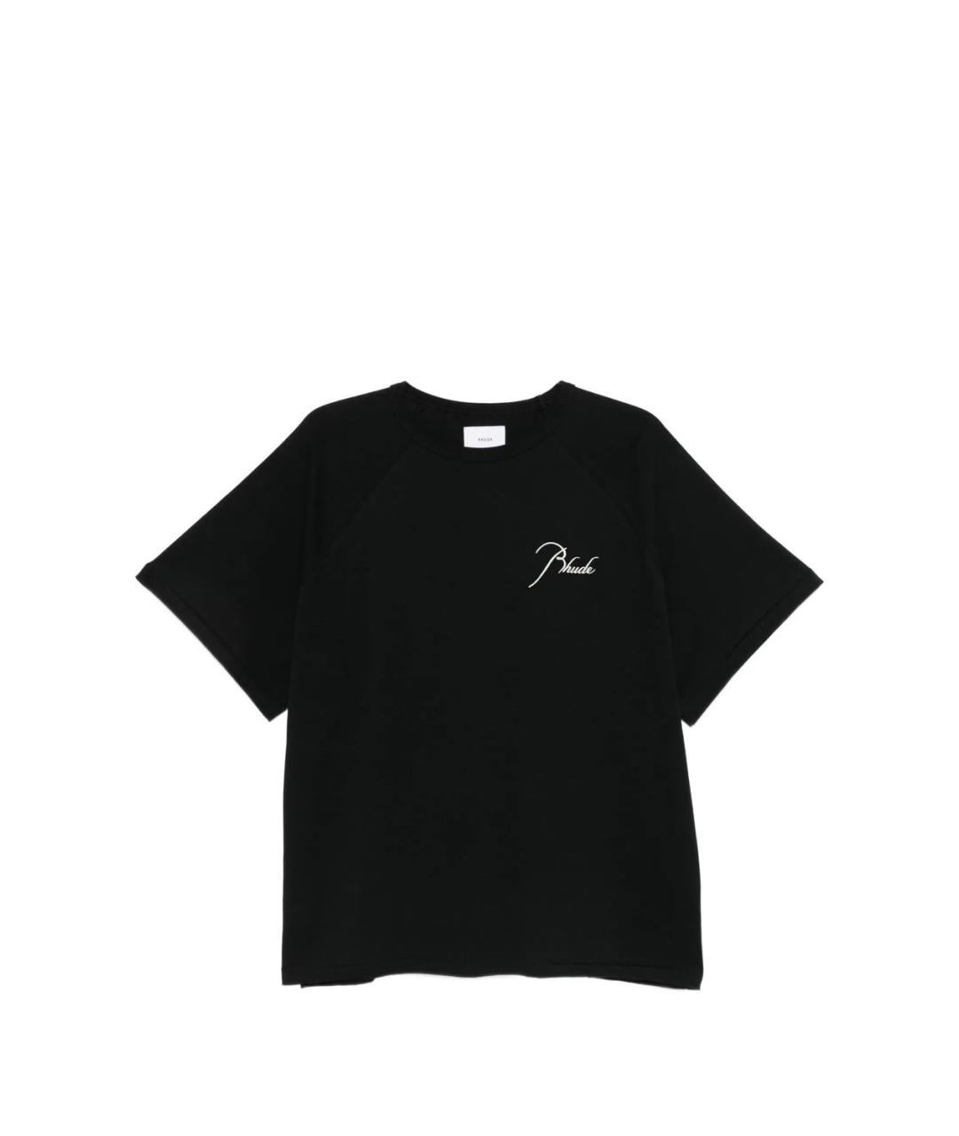 RHUDE Черная хлопковая футболка, фото 1