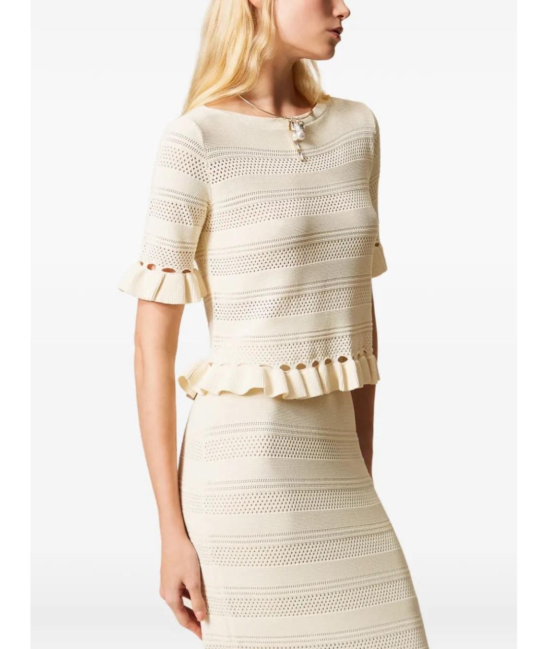 TWIN-SET Белая полиамидовая футболка, фото 3