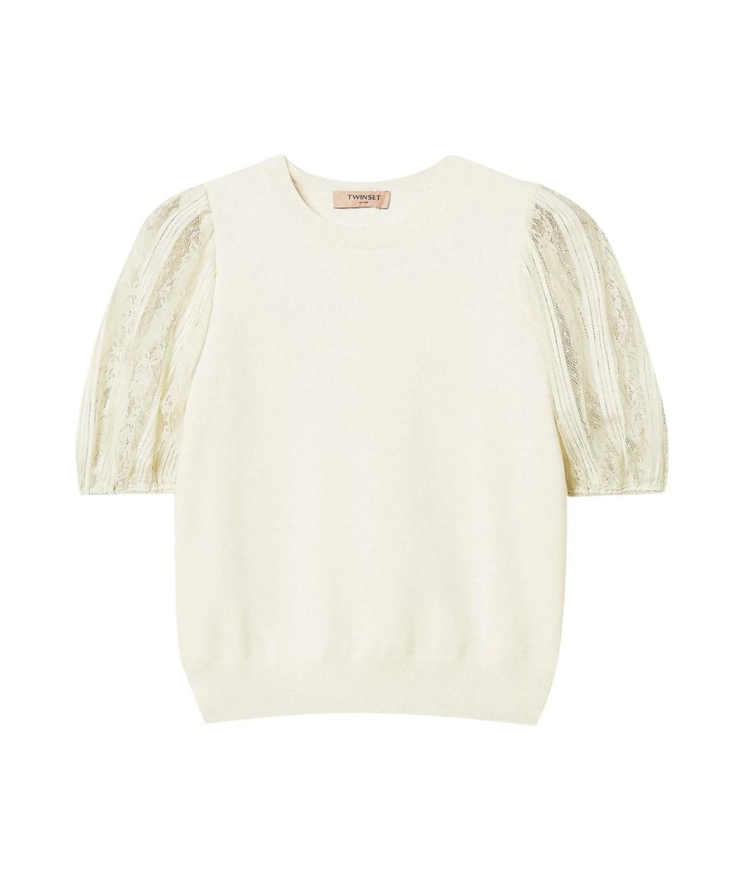 TWIN-SET Бежевая полиэстеровая футболка, фото 1