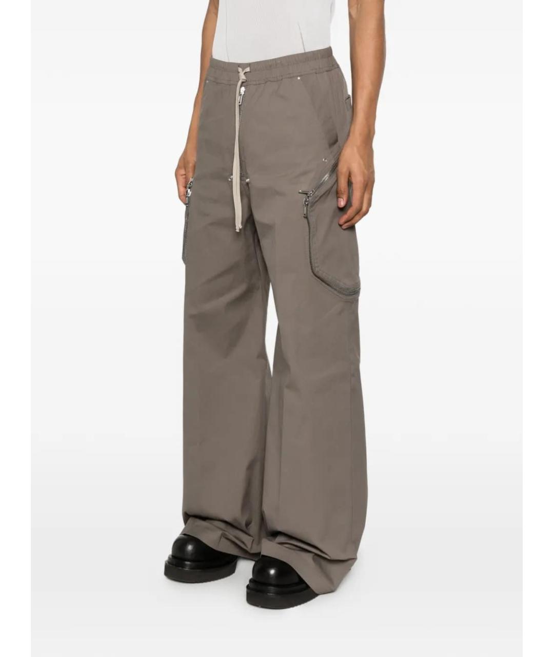 RICK OWENS Коричневые хлопковые повседневные брюки, фото 2