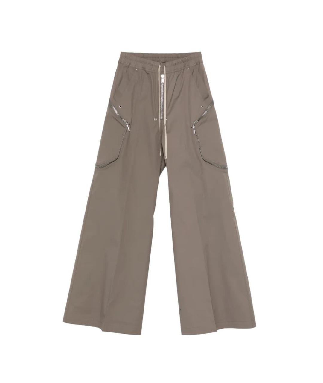 RICK OWENS Коричневые хлопковые повседневные брюки, фото 1