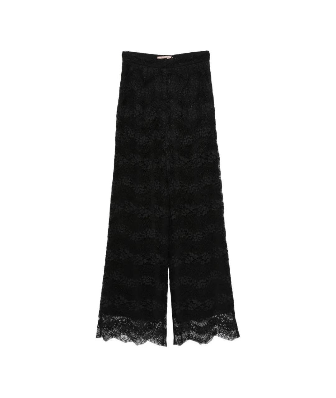 TWIN-SET Черные полиэстеровые прямые брюки, фото 1