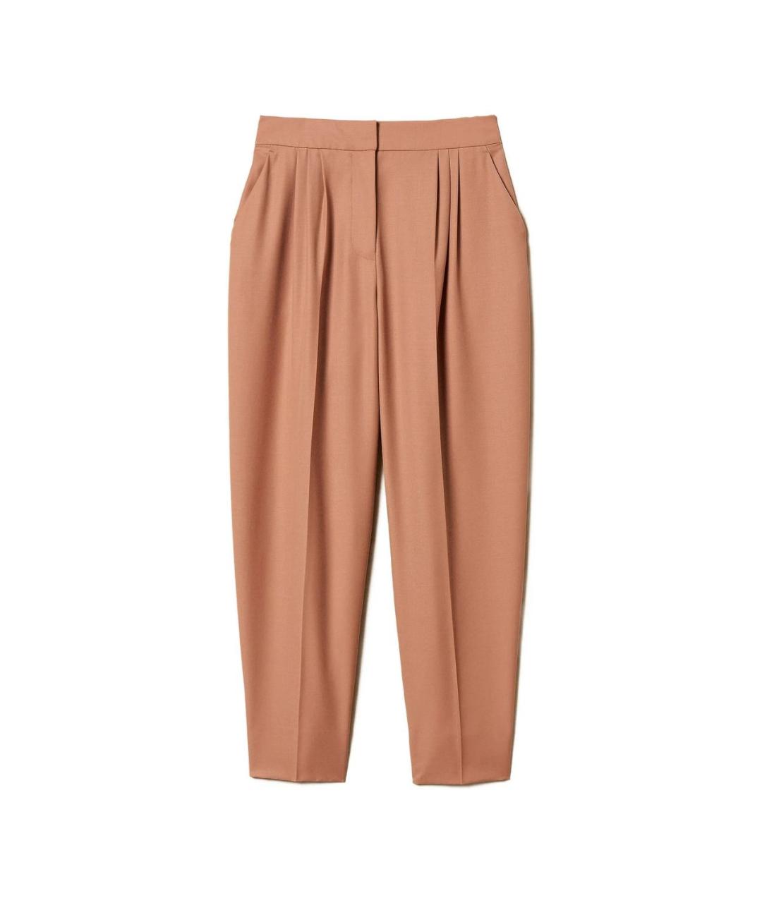 TWIN-SET Коричневые полиэстеровые прямые брюки, фото 2