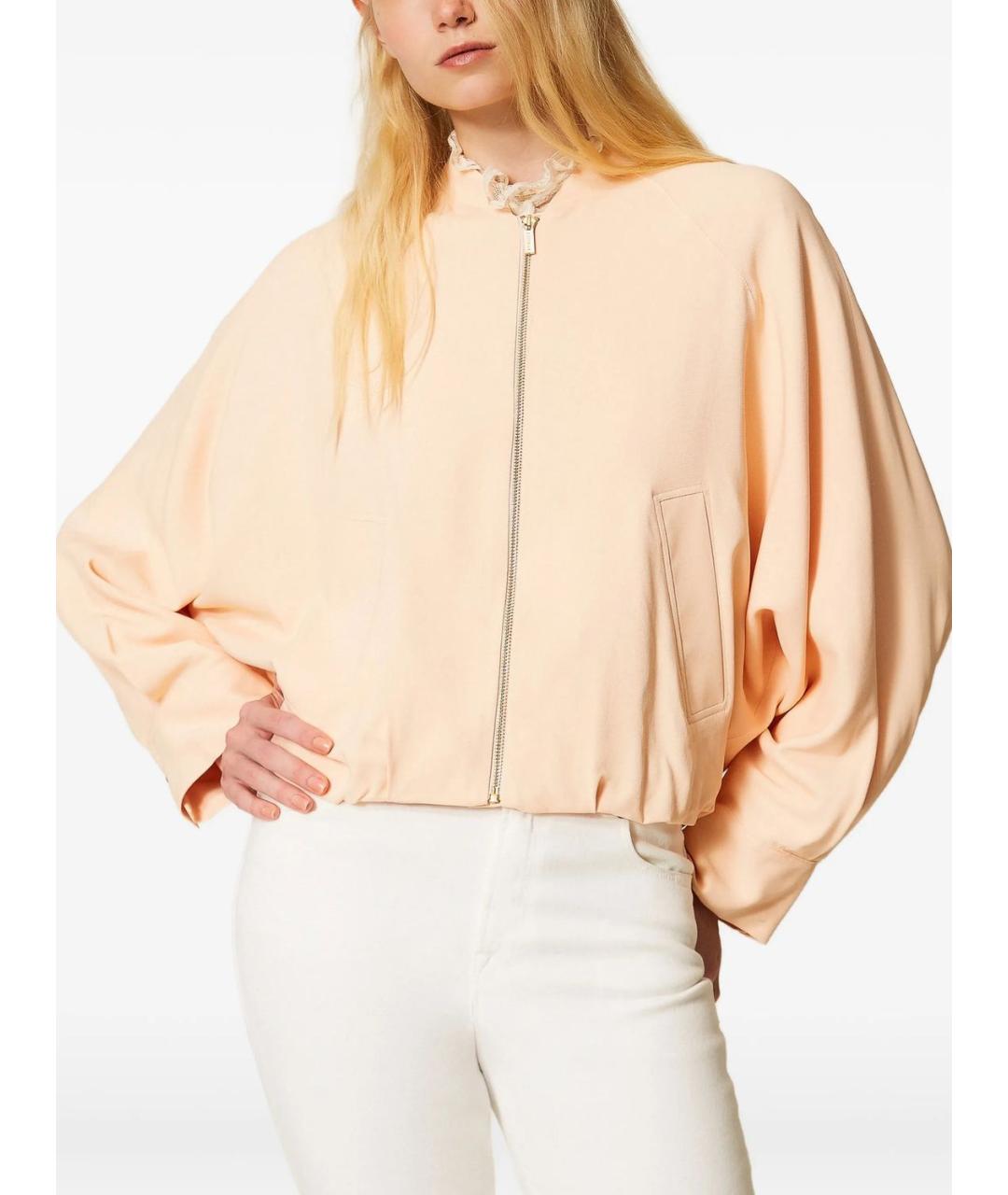 TWIN-SET Розовая полиэстеровая куртка, фото 3