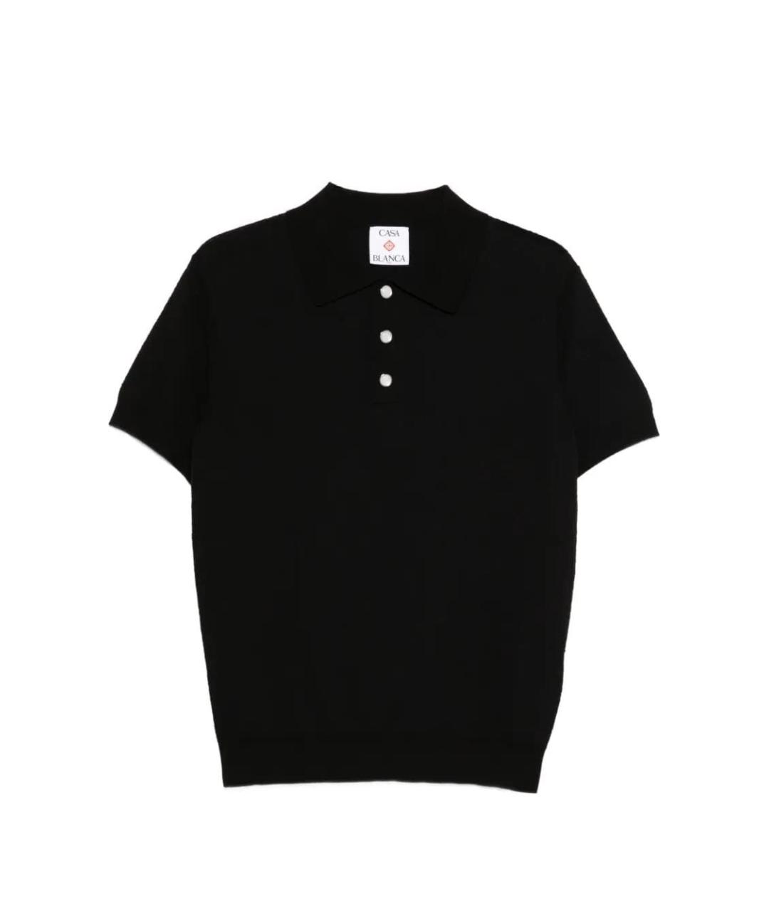 CASABLANCA Черное хлопковое поло с коротким рукавом, фото 1
