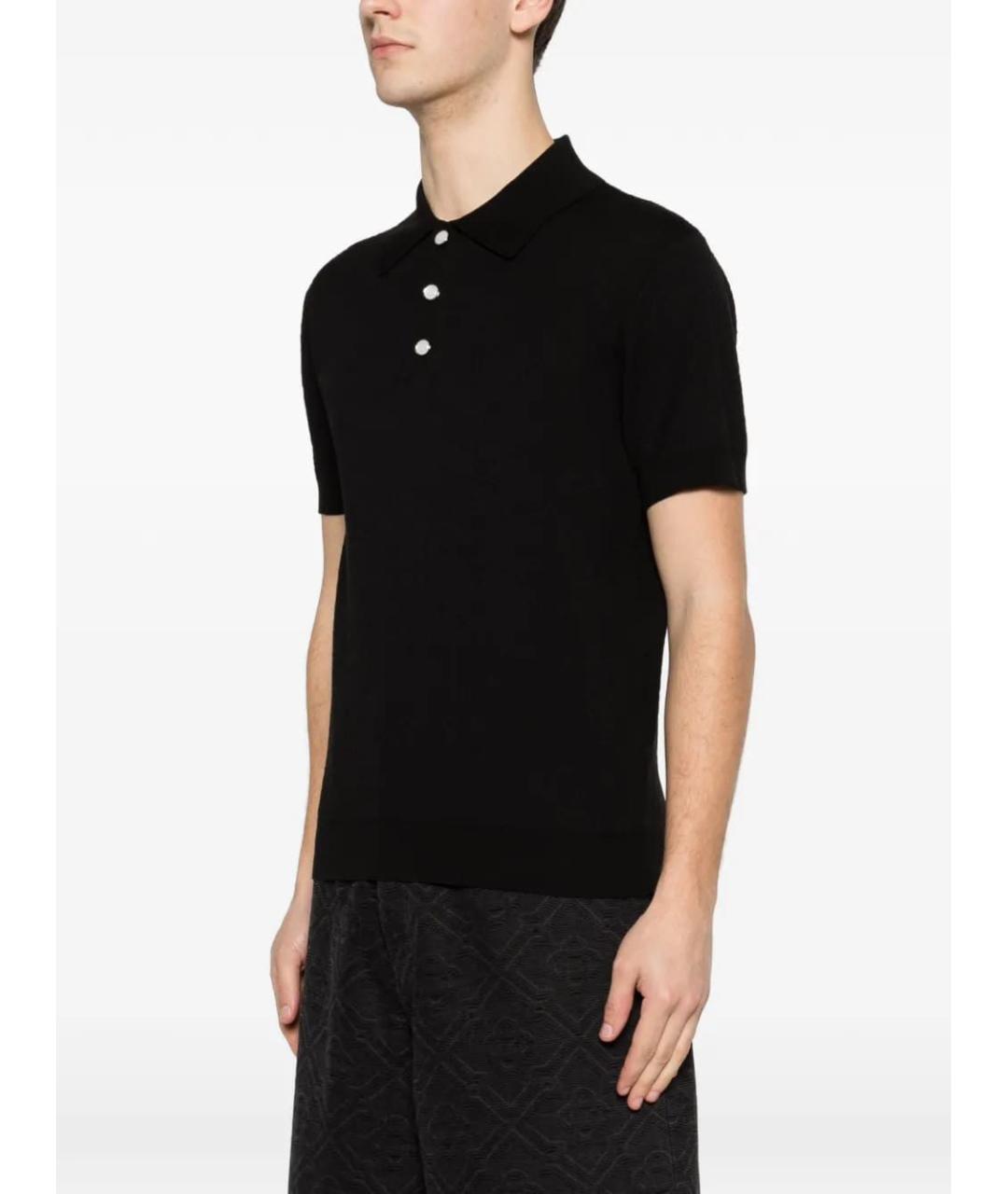 CASABLANCA Черное хлопковое поло с коротким рукавом, фото 2