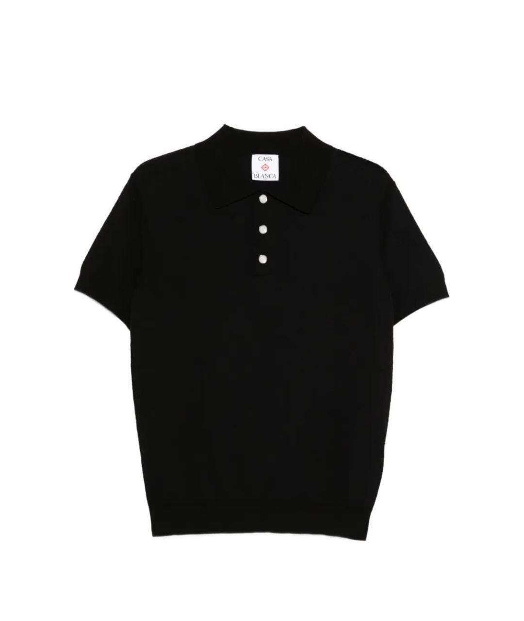 CASABLANCA Черное хлопковое поло с коротким рукавом, фото 3