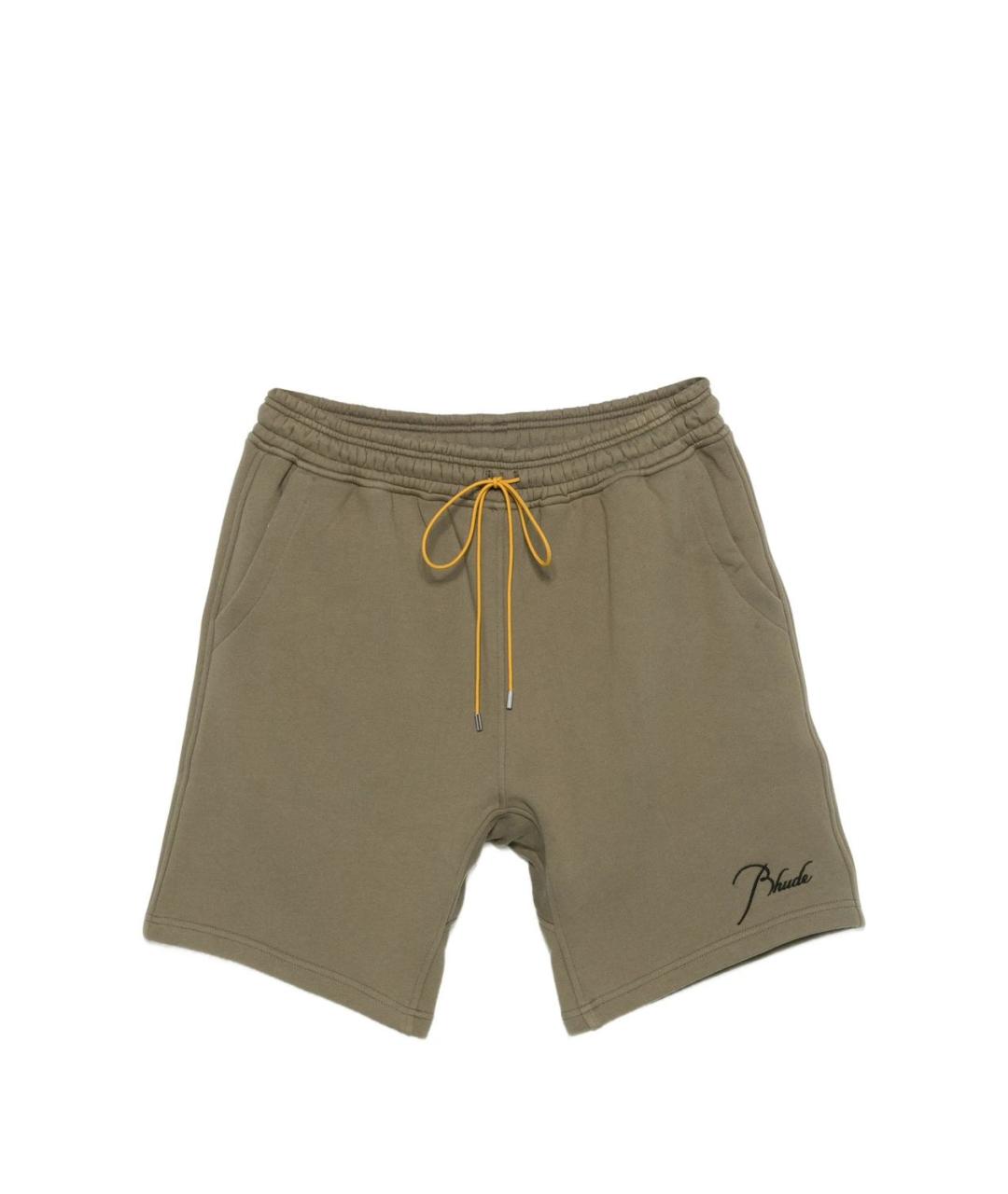 RHUDE Хаки хлопковые шорты, фото 1