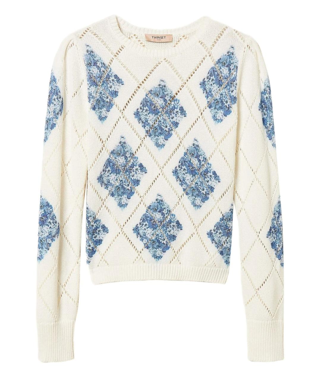 TWIN-SET Белый хлопковый джемпер / свитер, фото 2