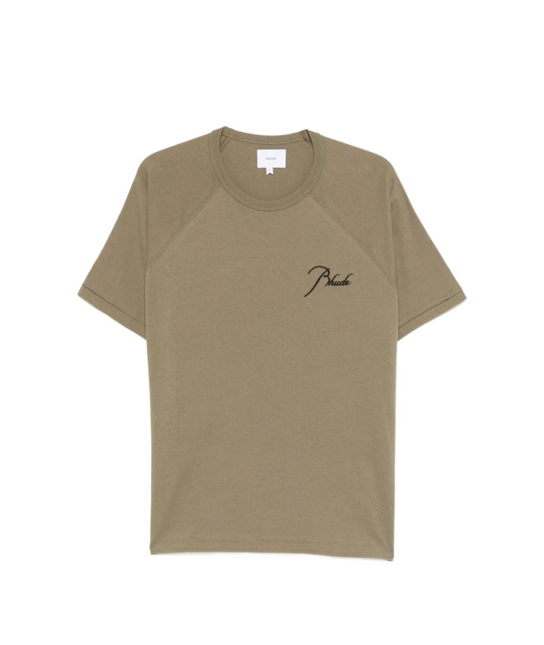 RHUDE Зеленая хлопковая футболка, фото 1