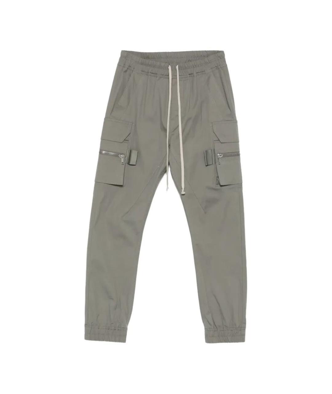 RICK OWENS Серые хлопковые повседневные брюки, фото 1