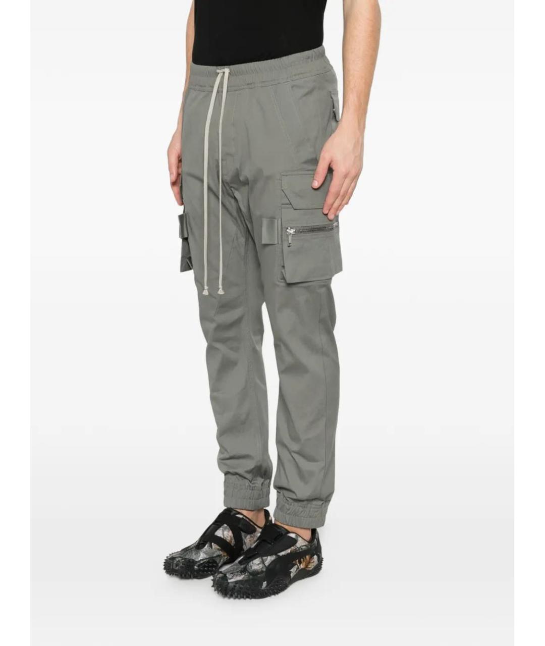 RICK OWENS Серые хлопковые повседневные брюки, фото 2