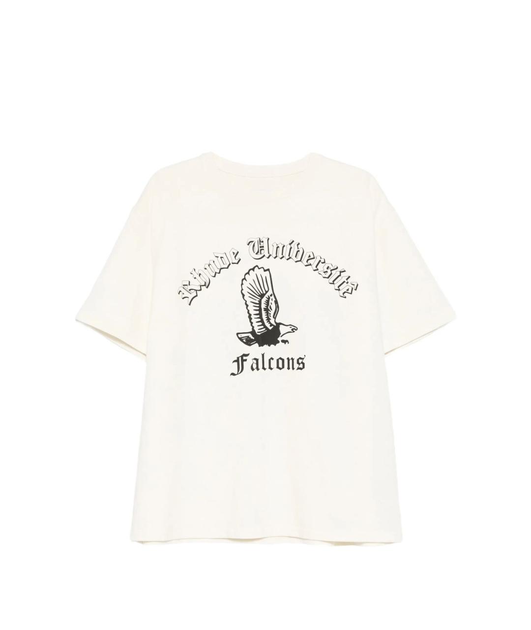 RHUDE Белая хлопковая футболка, фото 1