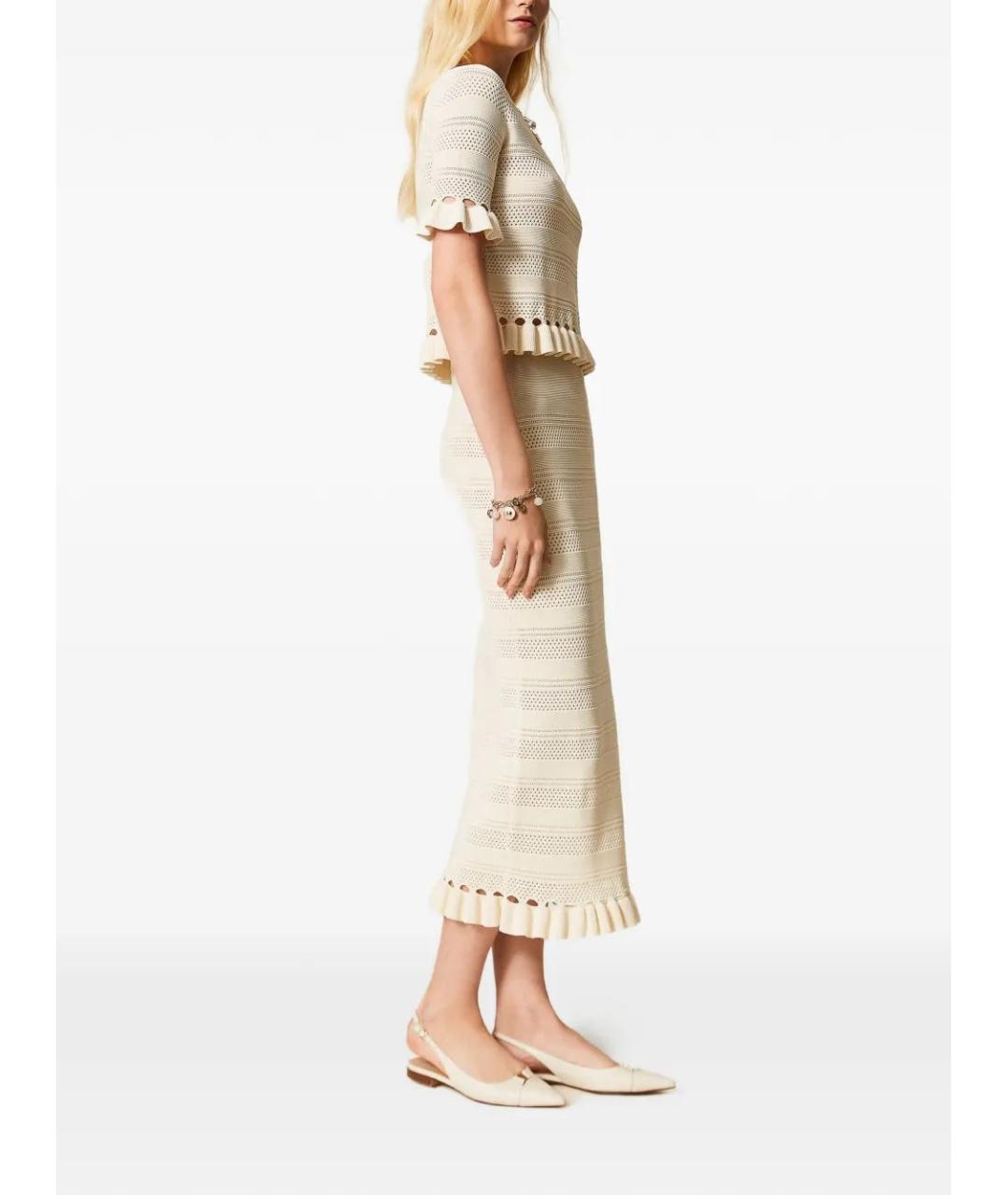 TWIN-SET Бежевая полиамидовая юбка макси, фото 2