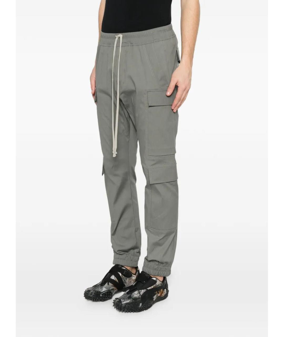 RICK OWENS Серые хлопковые повседневные брюки, фото 2