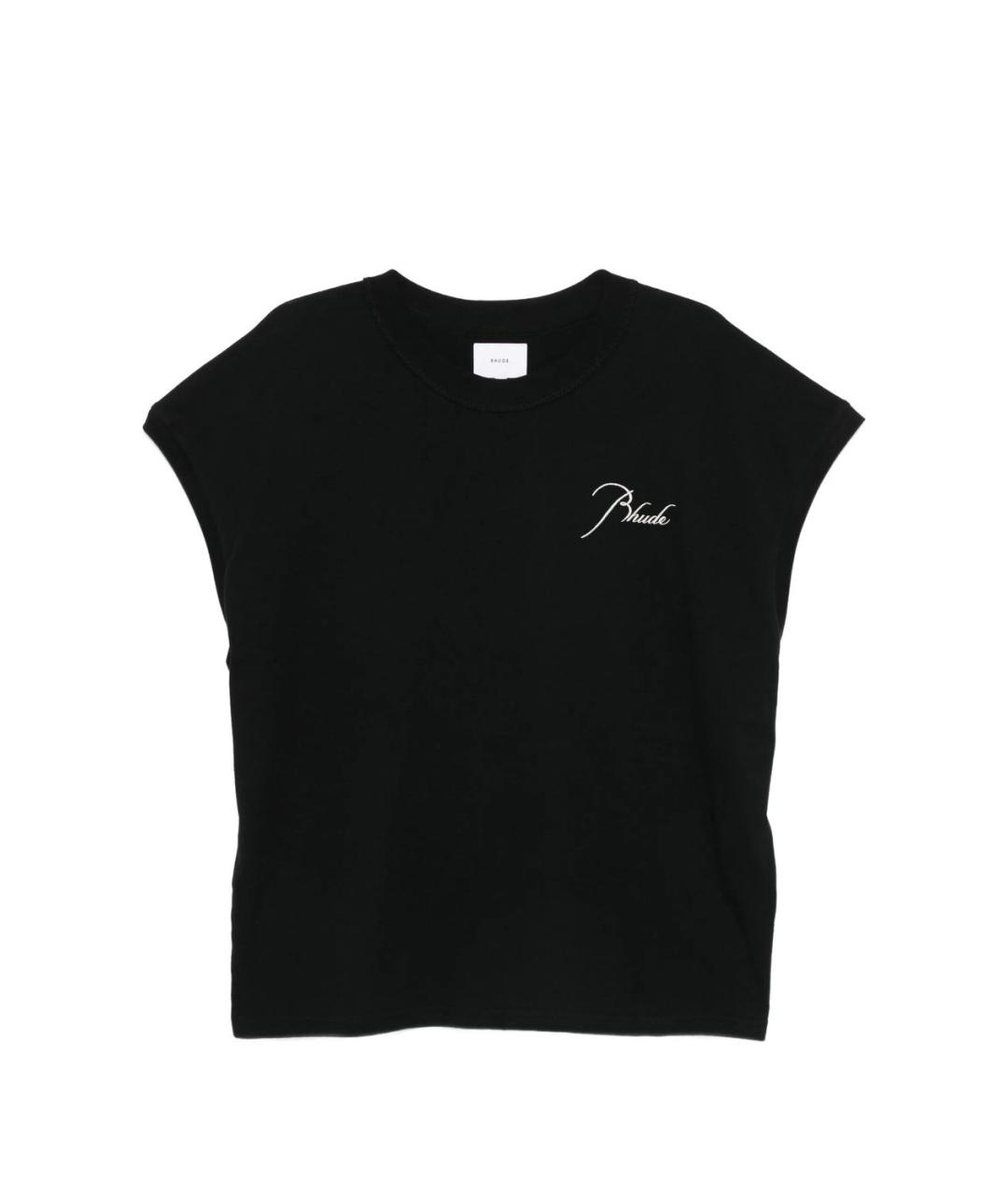 RHUDE Черная хлопковая футболка, фото 1