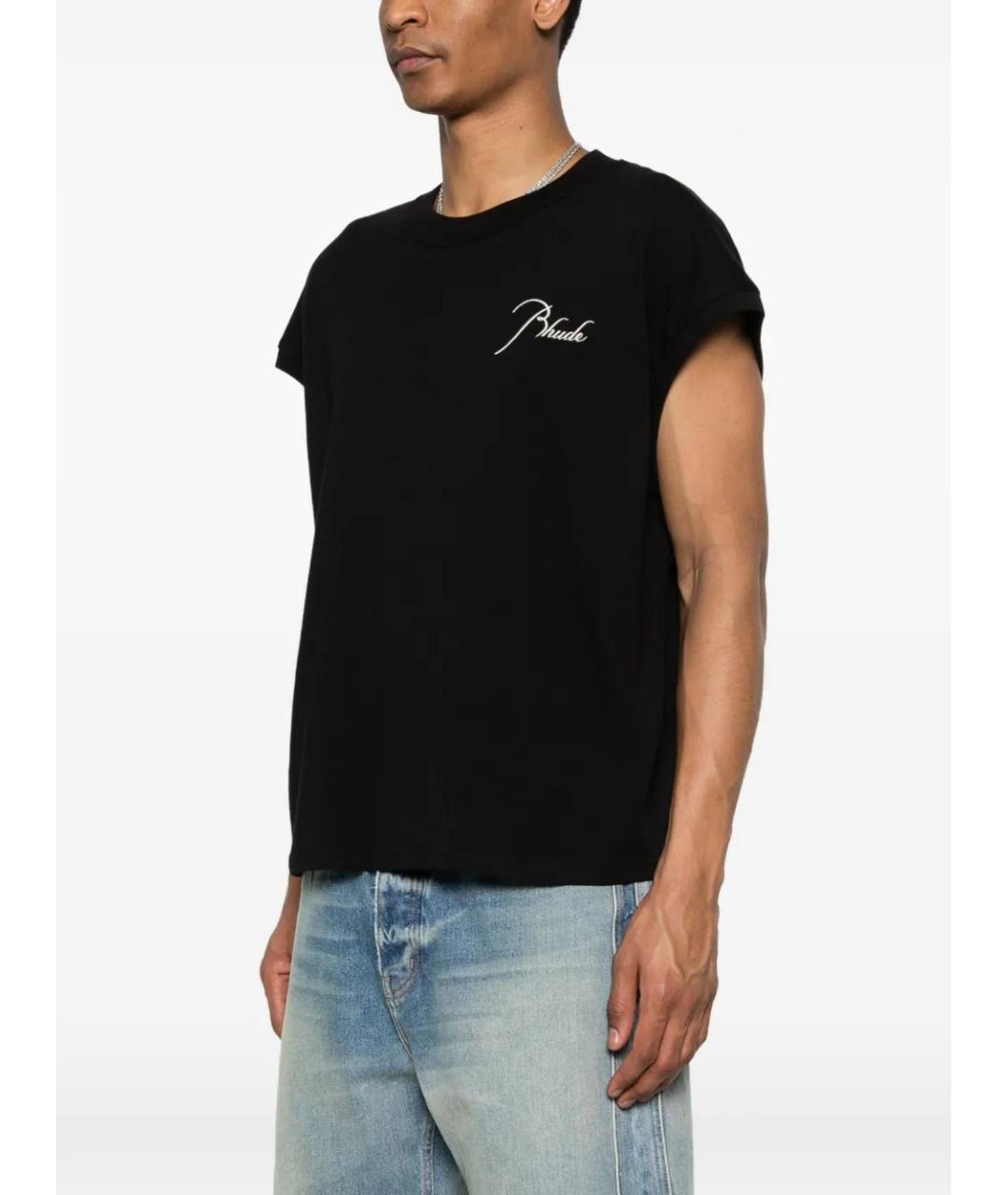 RHUDE Черная хлопковая футболка, фото 2