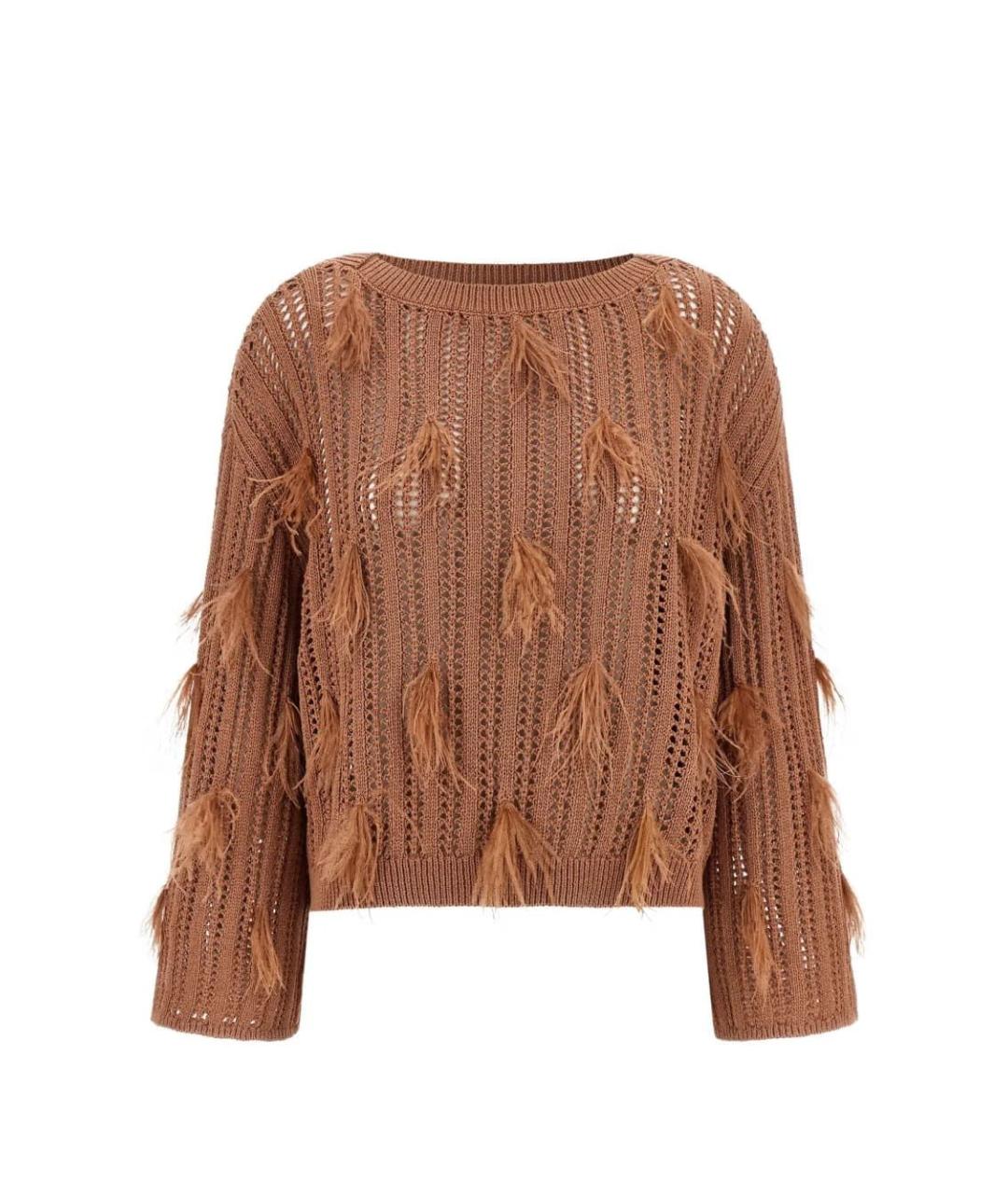 TWIN-SET Коричневый хлопковый джемпер / свитер, фото 1