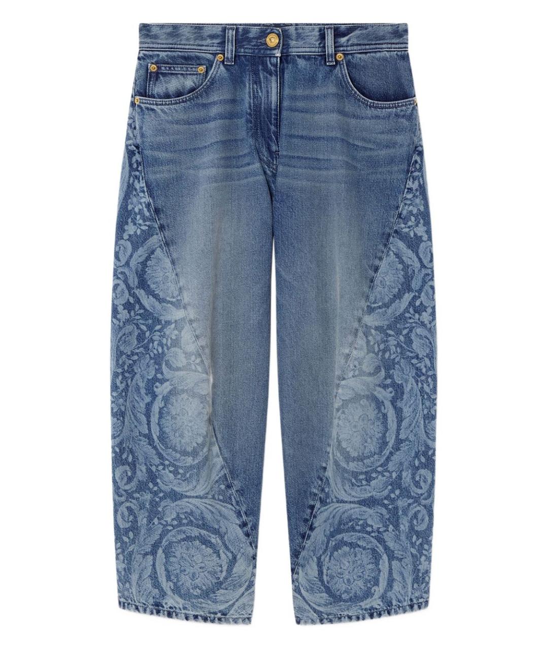 VERSACE Синие хлопковые прямые джинсы, фото 1