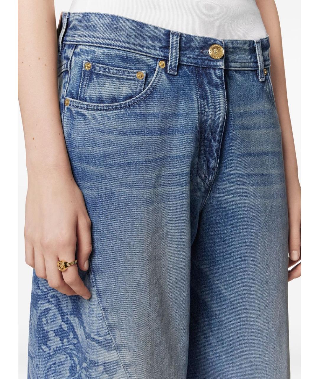 VERSACE Синие хлопковые прямые джинсы, фото 5