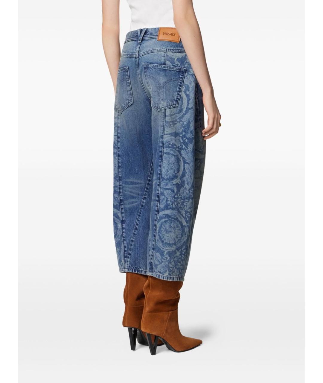 VERSACE Синие хлопковые прямые джинсы, фото 4