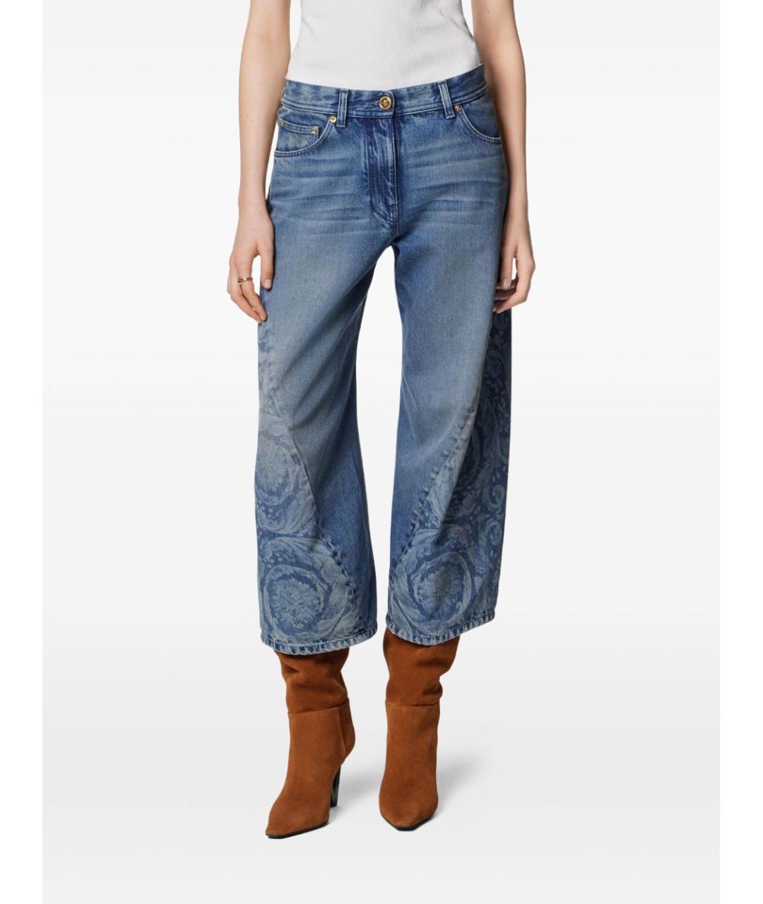 VERSACE Синие хлопковые прямые джинсы, фото 2