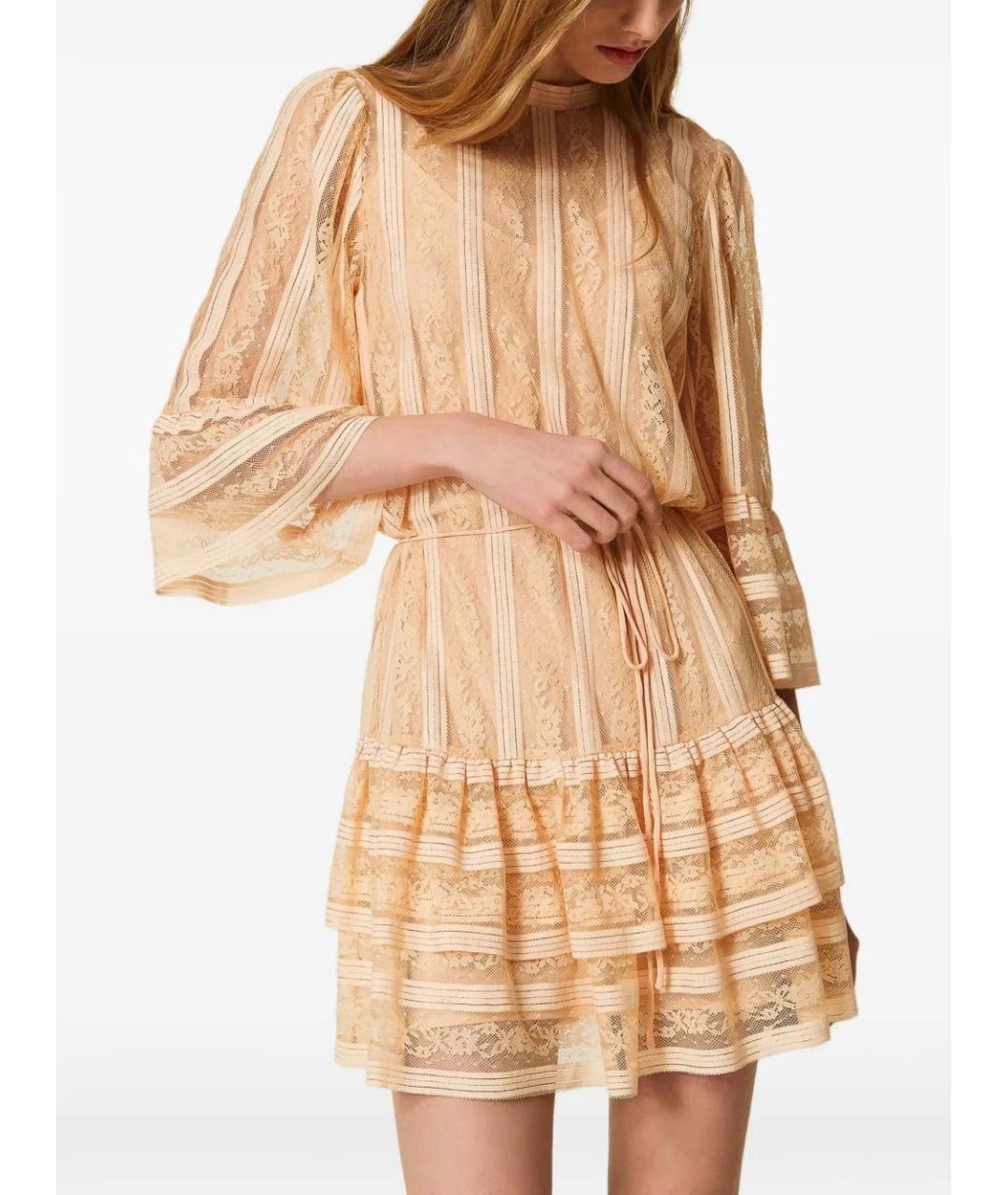 TWIN-SET Розовое хлопковое повседневное платье, фото 3