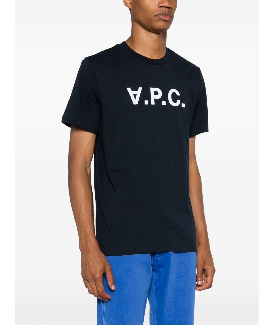 A.P.C. Темно-синяя хлопковая футболка, фото 4