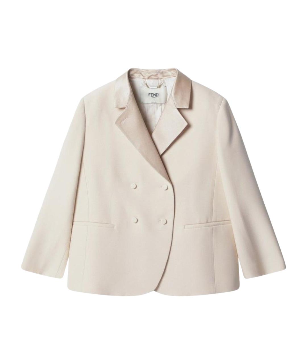 FENDI Бежевый шерстяной жакет/пиджак, фото 1