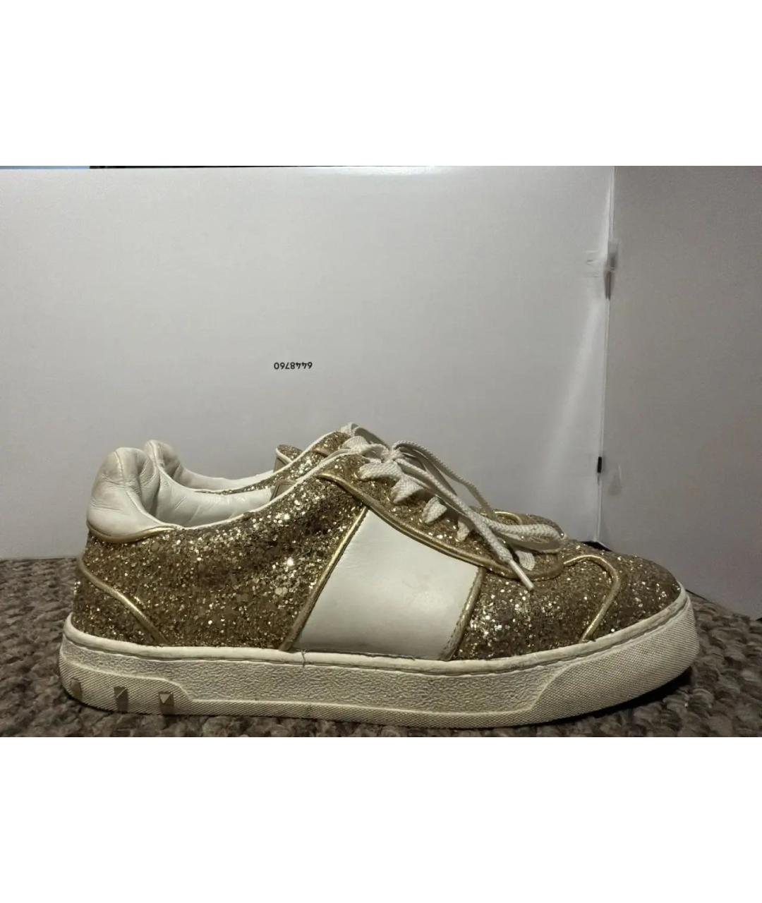 VALENTINO Золотые кожаные кеды, фото 4