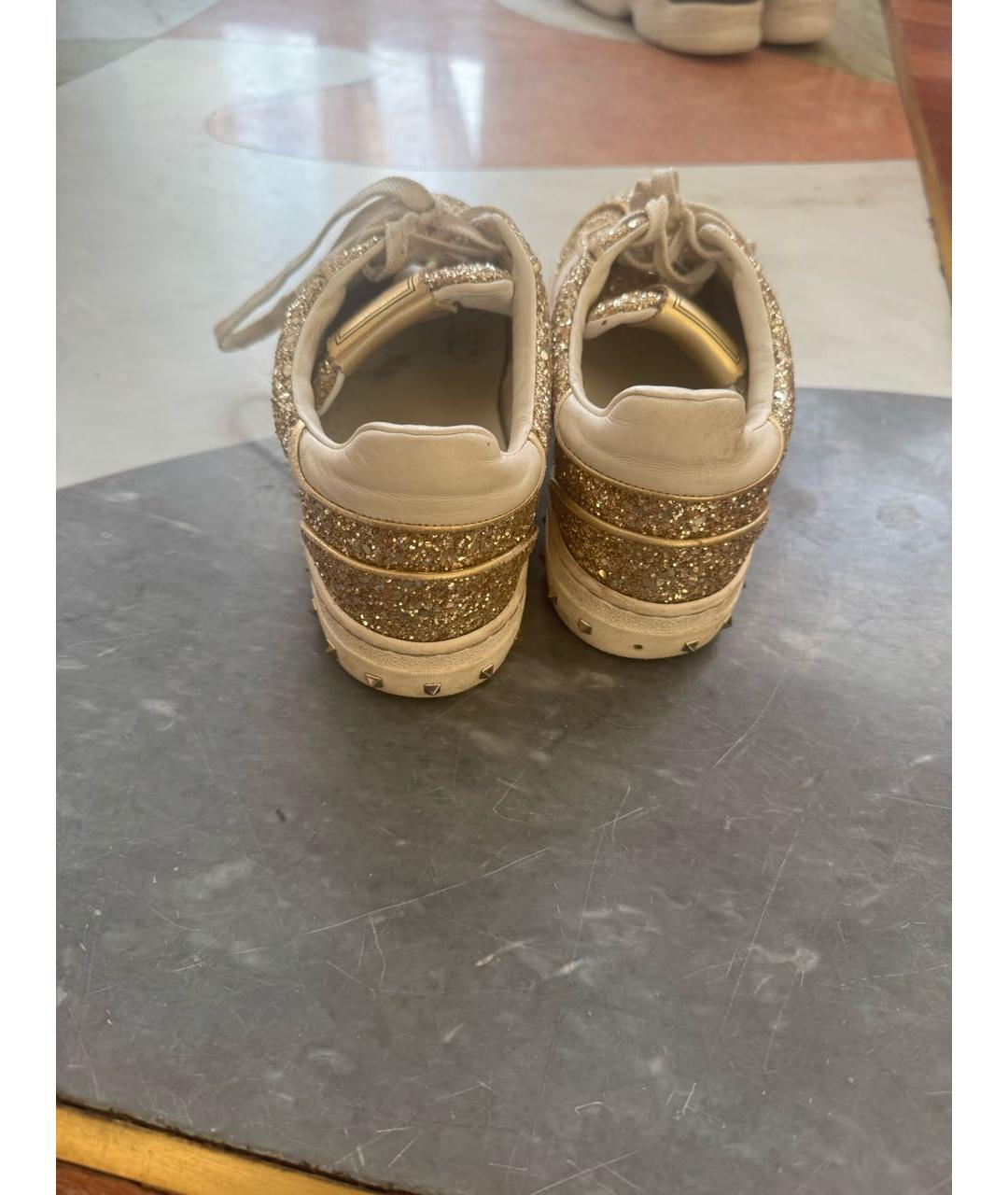 VALENTINO Золотые кожаные кеды, фото 3