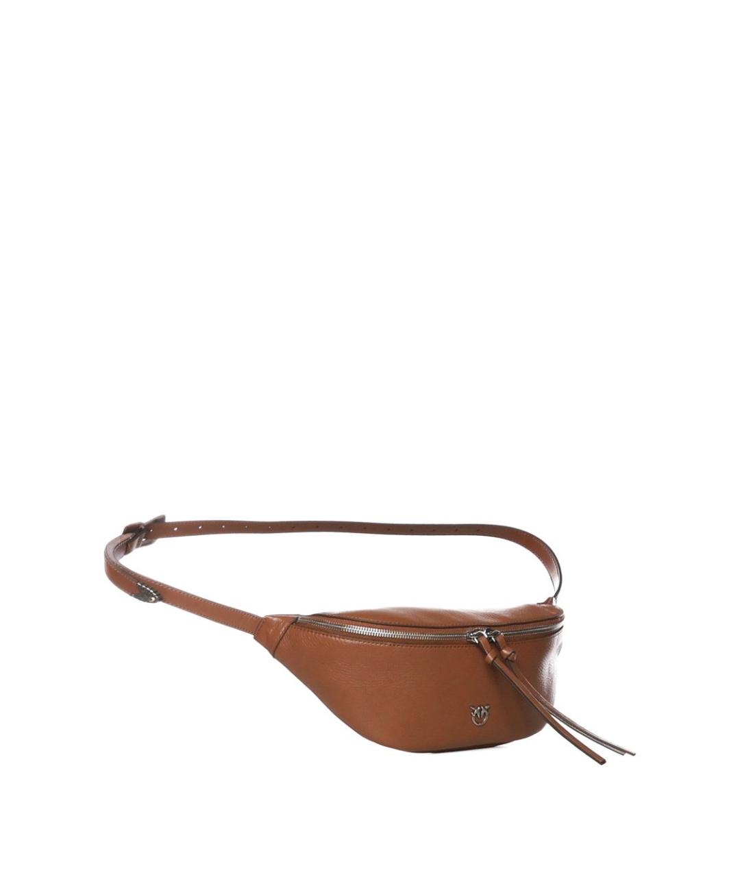 PINKO Коричневая кожаная поясная сумка, фото 4
