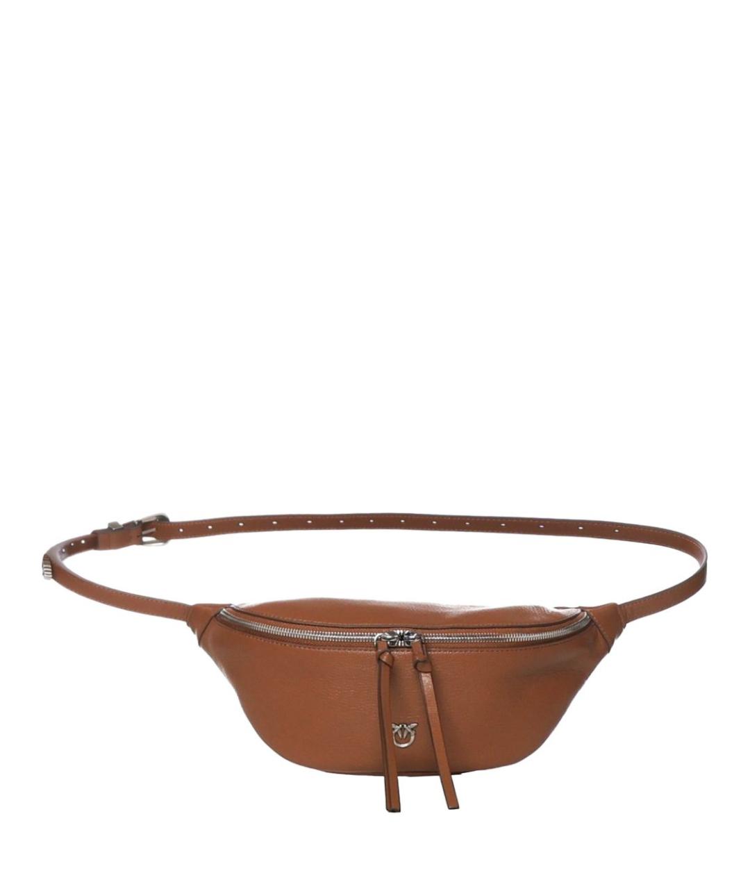 PINKO Коричневая кожаная поясная сумка, фото 1