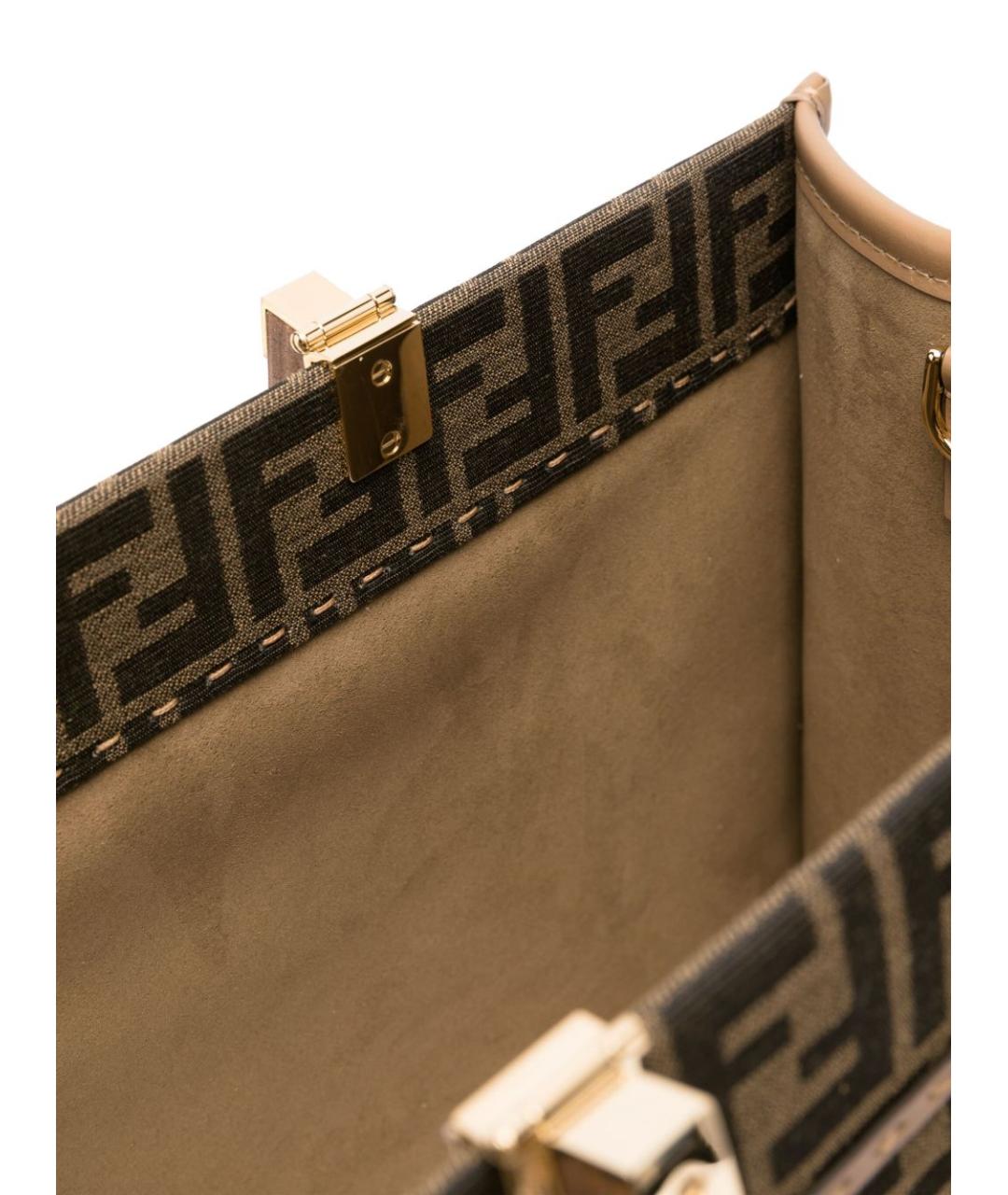 FENDI Коричневая тканевая сумка тоут, фото 3