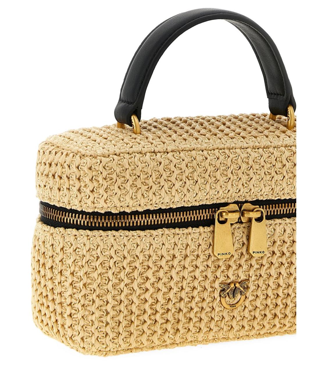 PINKO Бежевая синтетическая сумка с короткими ручками, фото 2