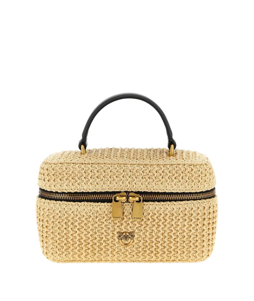PINKO Бежевая синтетическая сумка с короткими ручками, фото 1