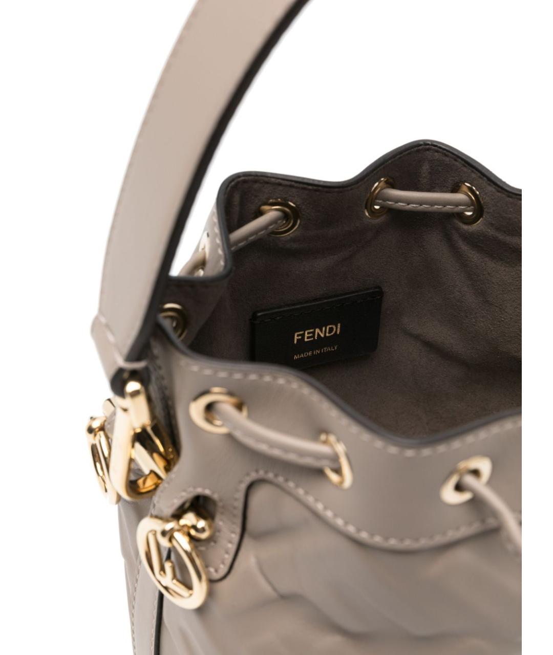 FENDI Серая кожаная сумка через плечо, фото 5