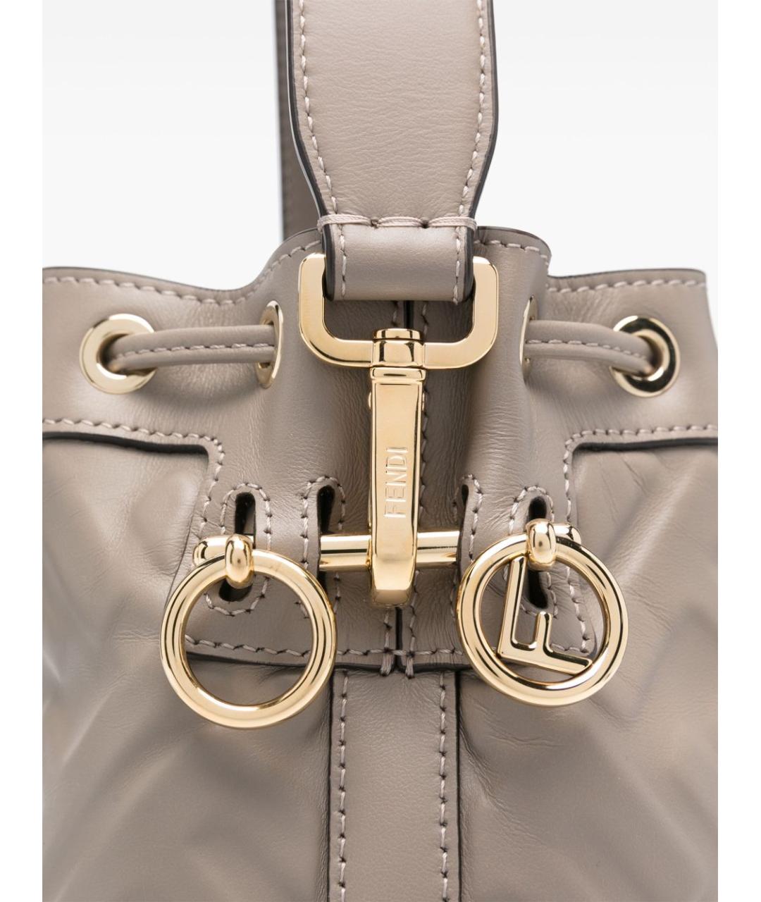 FENDI Серая кожаная сумка через плечо, фото 4