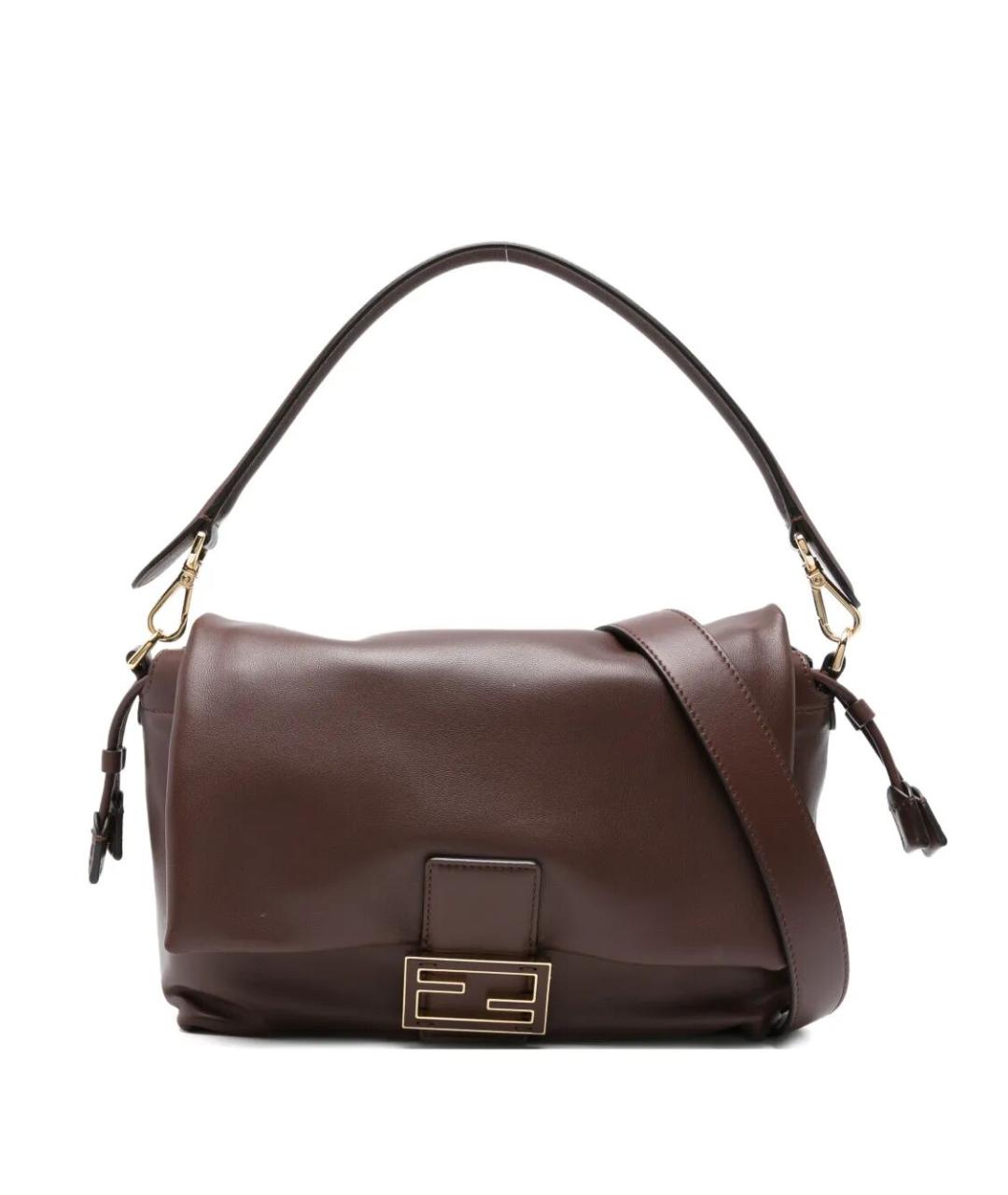 FENDI Коричневая кожаная сумка через плечо, фото 1